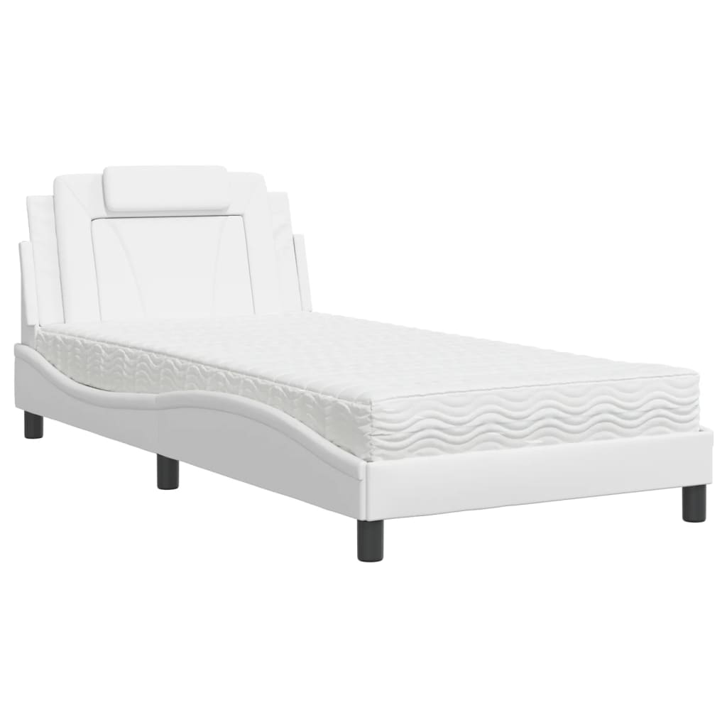 Lit Viana avec matelas blanc 100x200 cm similicuir - XIOS