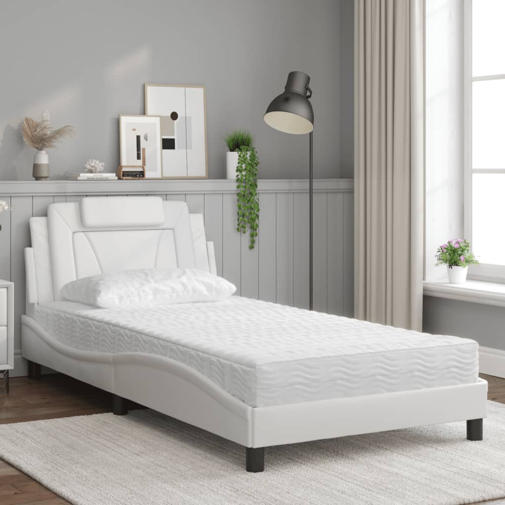 Lit Viana avec matelas blanc 100x200 cm similicuir - XIOS