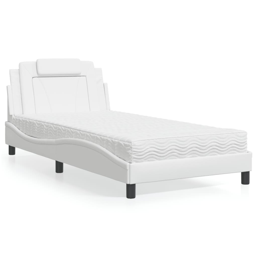 Lit Viana avec matelas blanc 100x200 cm similicuir - XIOS