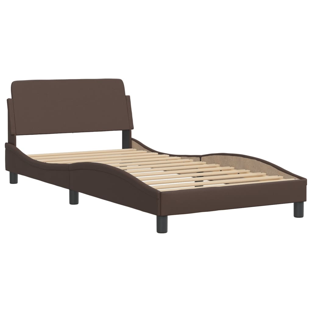 Lit Viana avec matelas marron 100x200 cm similicuir - XIOS