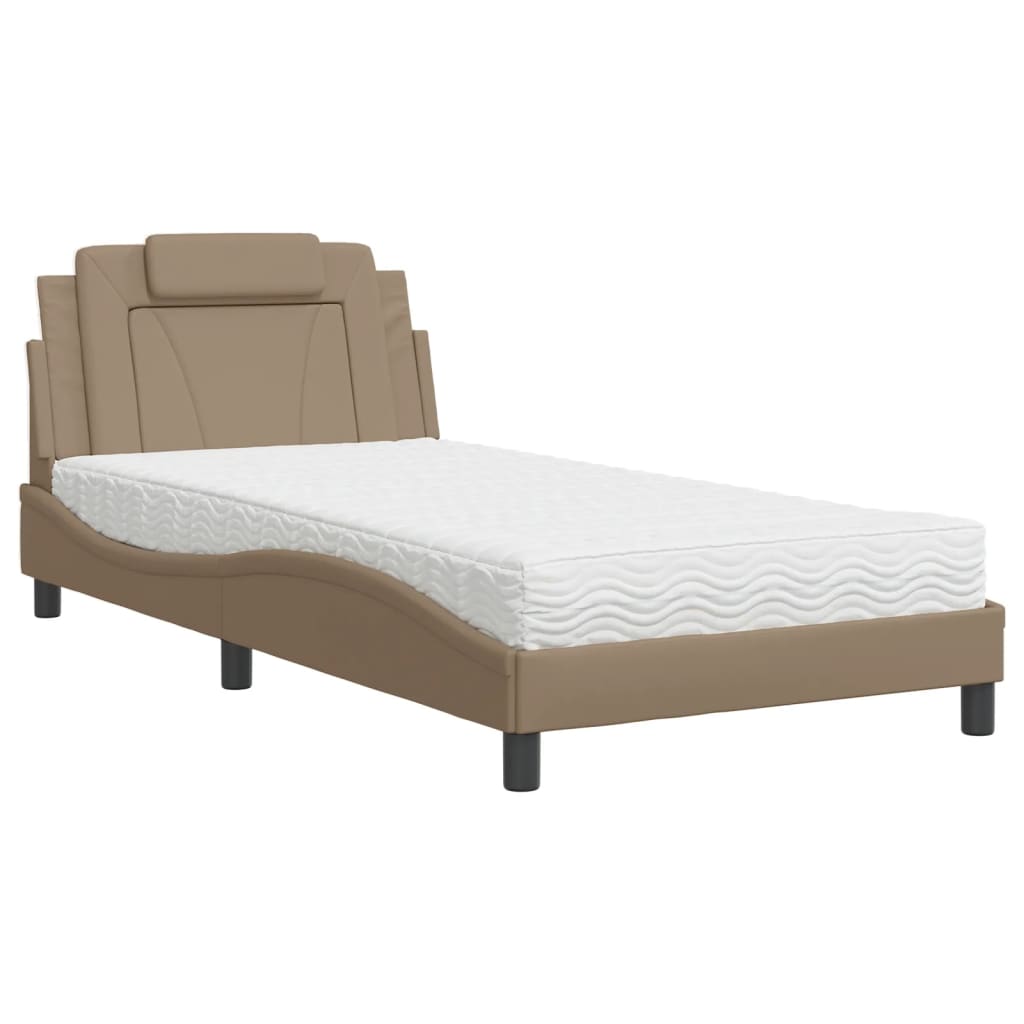 Lit Viana avec matelas cappuccino 100x200 cm similicuir - XIOS