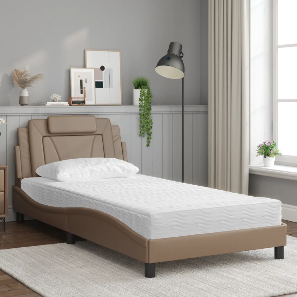 Lit Viana avec matelas cappuccino 100x200 cm similicuir - XIOS