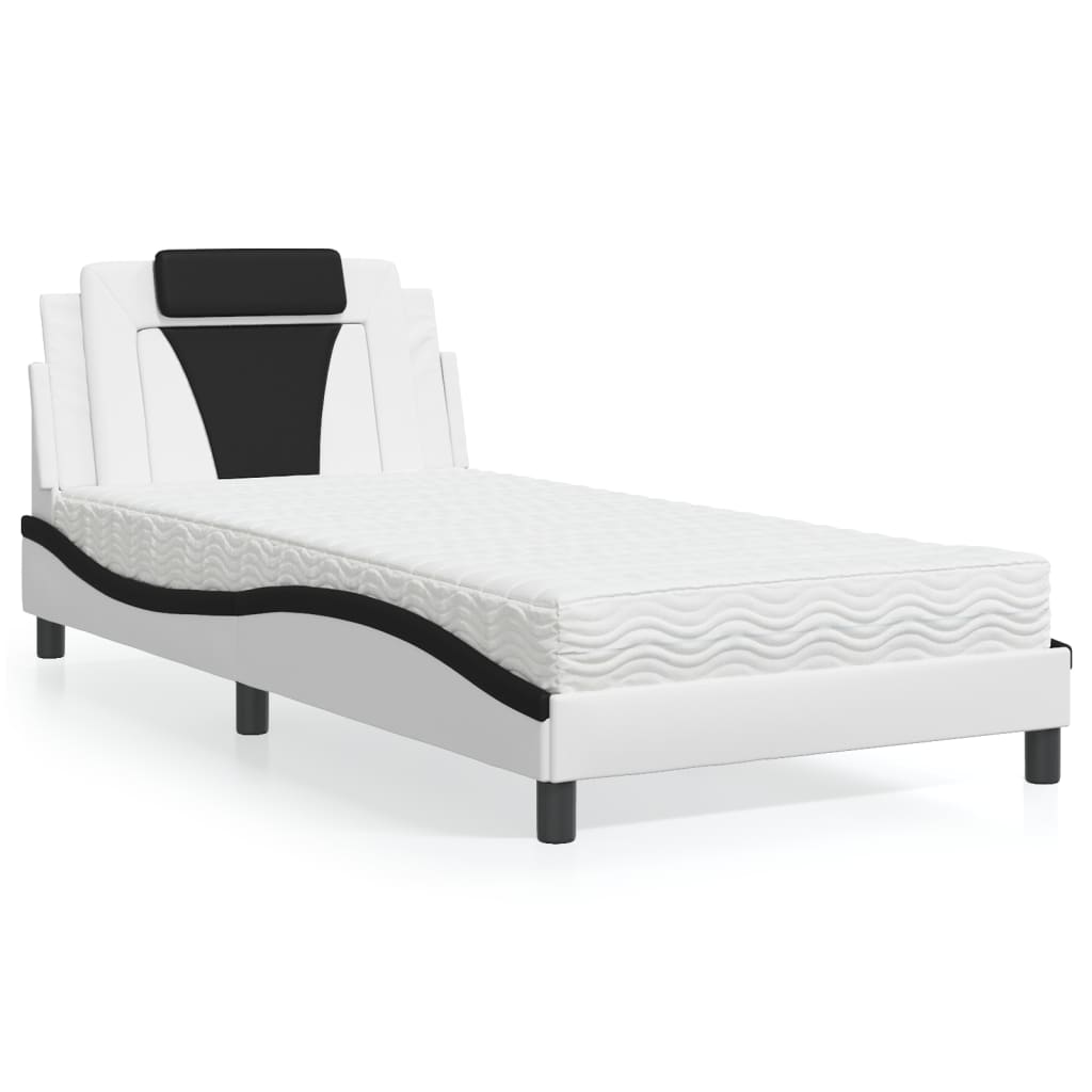 Lit Viana avec matelas blanc et noir 100x200 cm similicuir - XIOS