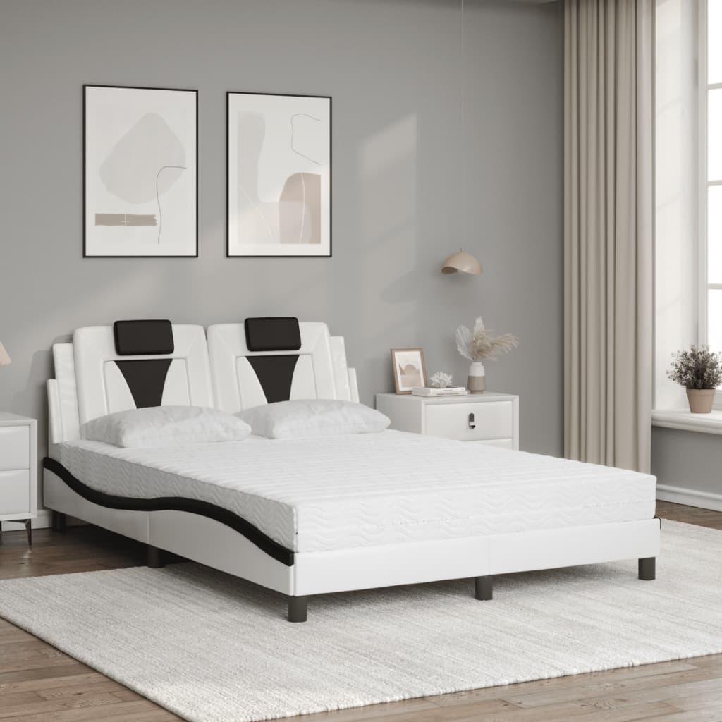 Lit Viana avec matelas blanc et noir 120x200 cm similicuir - XIOS