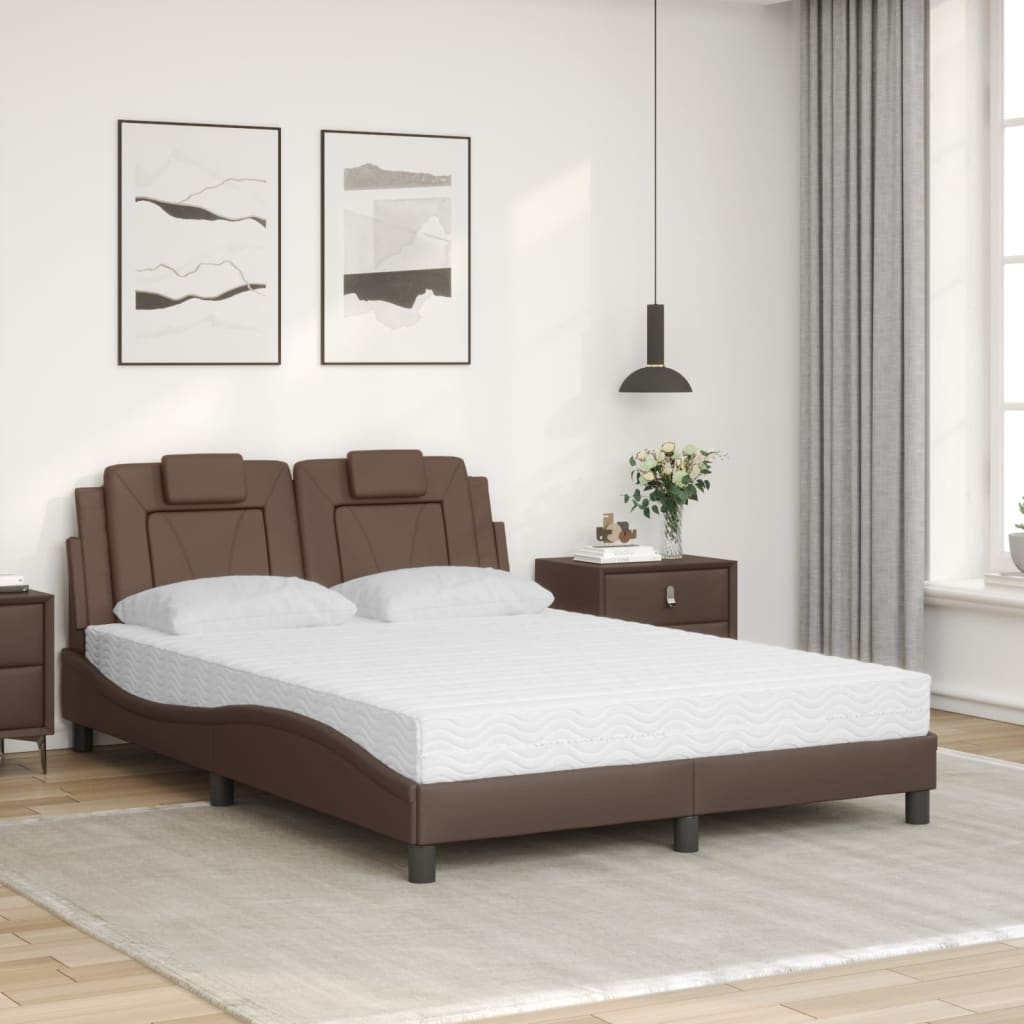 Lit Viana avec matelas marron 140x190 cm similicuir - XIOS