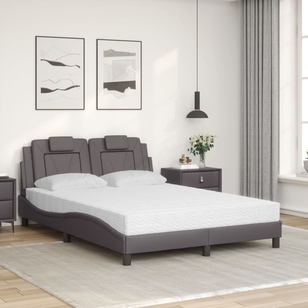 Lit Viana avec matelas gris 140x190 cm similicuir - XIOS