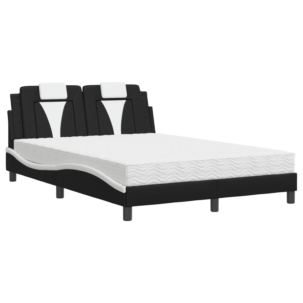 Lit Viana avec matelas noir et blanc 140x190 cm similicuir - XIOS