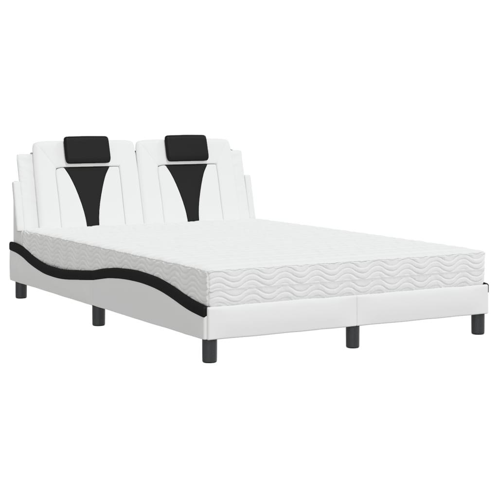 Lit Viana avec matelas blanc et noir 140x190 cm similicuir - XIOS