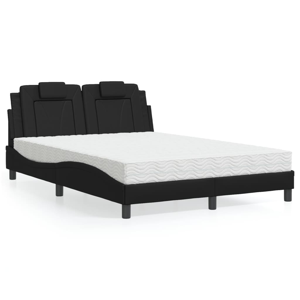 Lit Viana avec matelas noir 140x200 cm similicuir