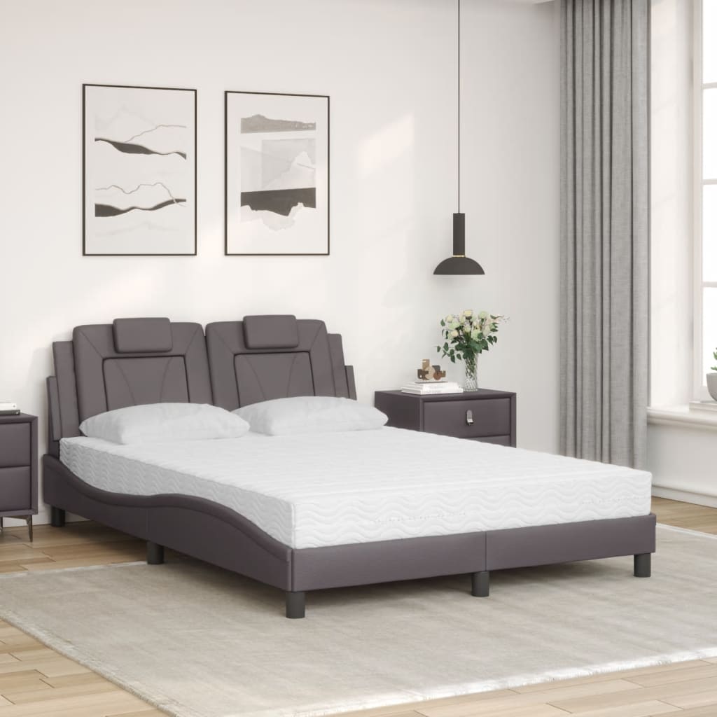 Lit Viana avec matelas gris 140x200 cm similicuir - XIOS
