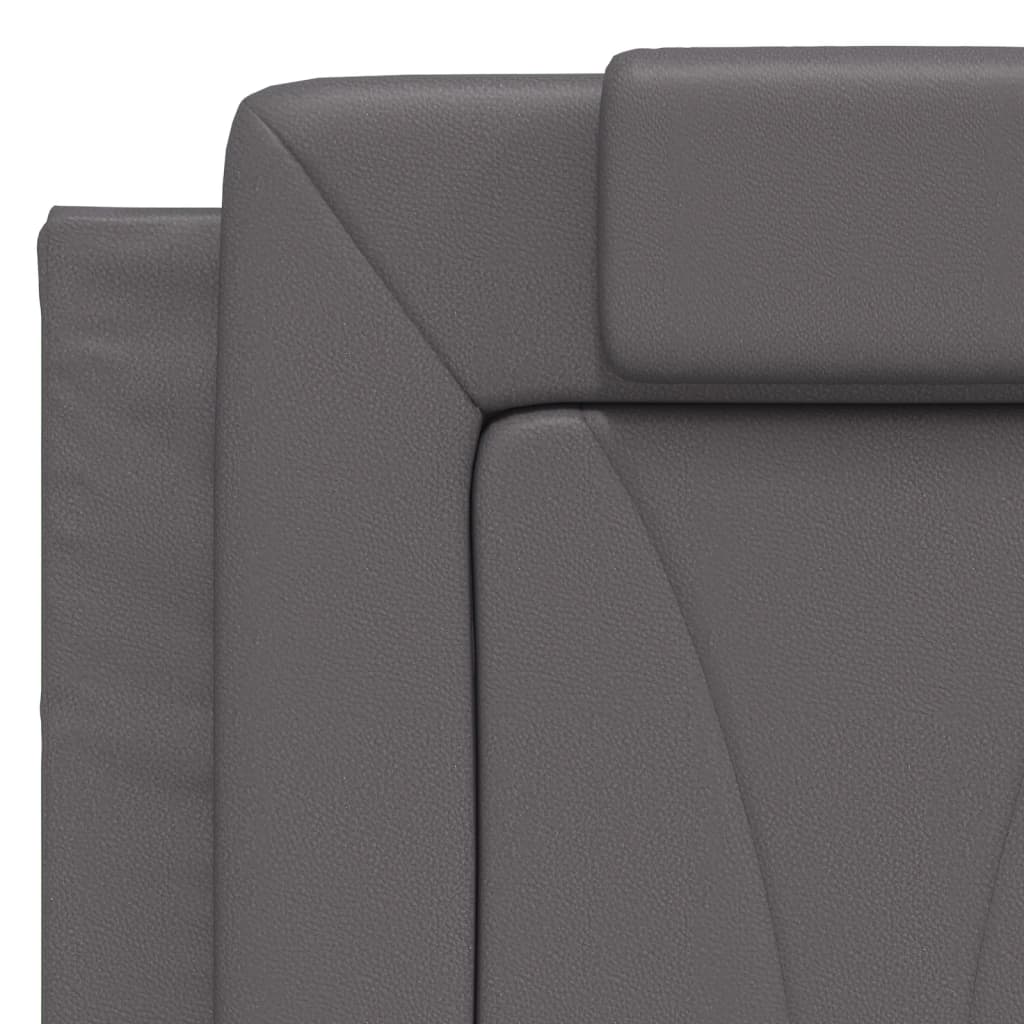 Lit Viana avec matelas gris 140x200 cm similicuir - XIOS