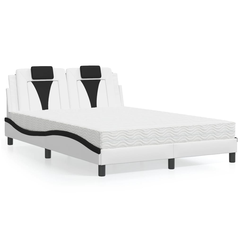 Lit Viana avec matelas blanc et noir 140x200 cm similicuir - XIOS