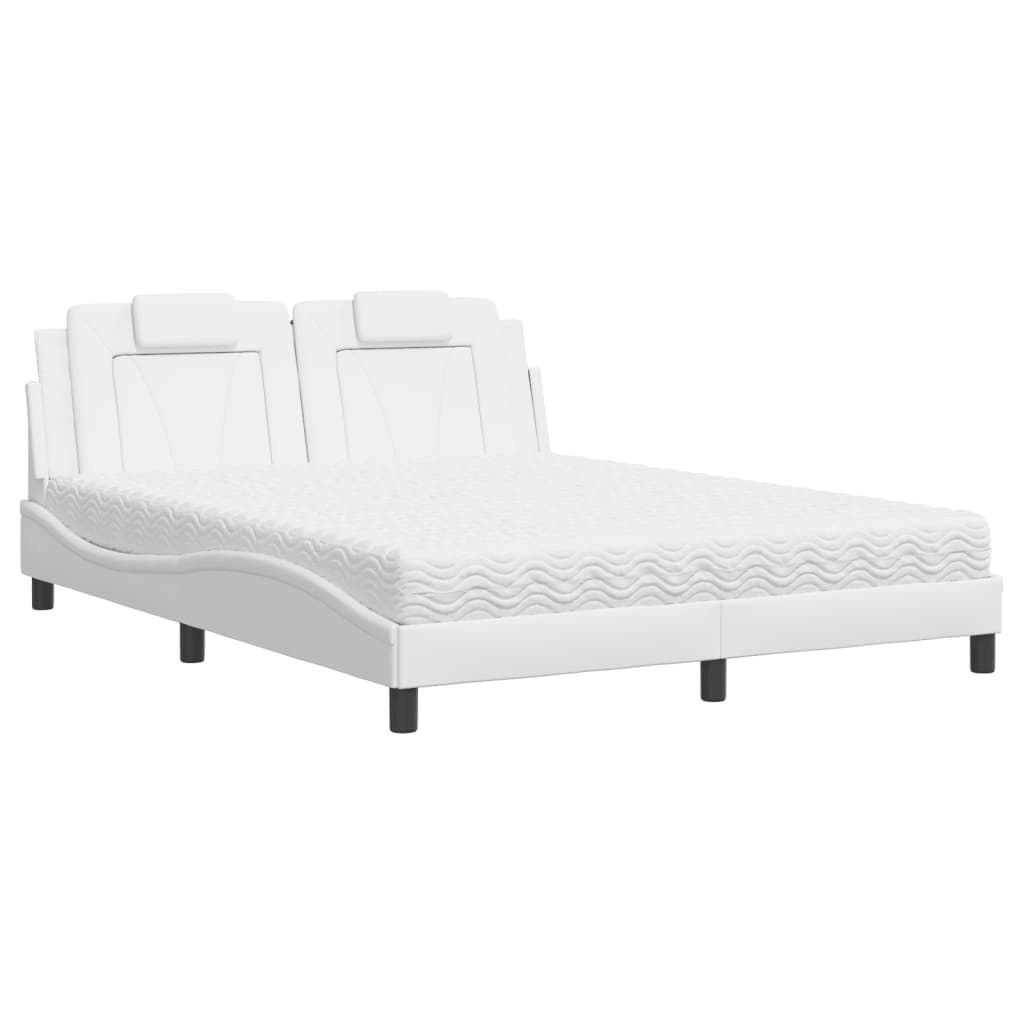 Lit Viana avec matelas blanc 160x200 cm similicuir - XIOS