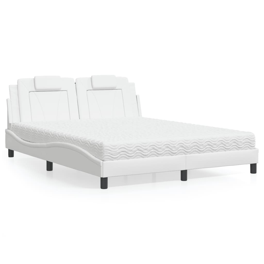 Lit Viana avec matelas blanc 160x200 cm similicuir - XIOS