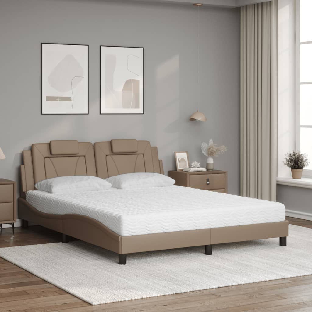 Lit Viana avec matelas cappuccino 160x200 cm similicuir - XIOS