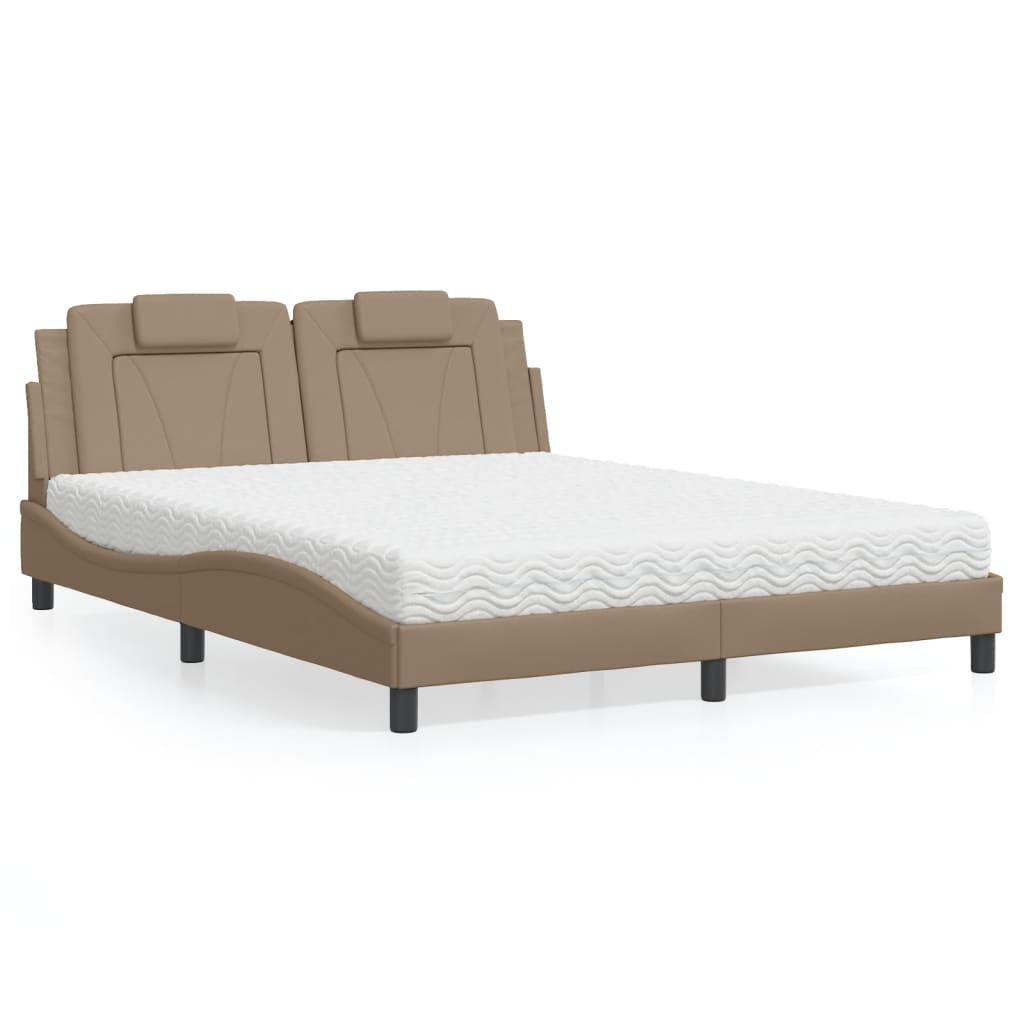 Lit Viana avec matelas cappuccino 160x200 cm similicuir - XIOS