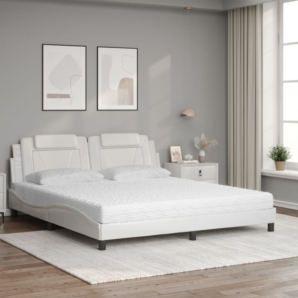 Lit Viana avec matelas blanc 180x200 cm similicuir - XIOS