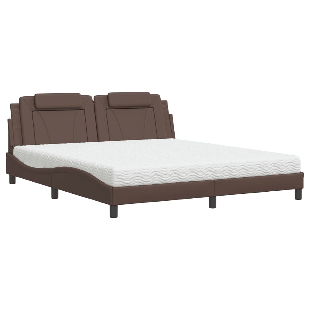 Lit Viana avec matelas marron 180x200 cm similicuir - XIOS
