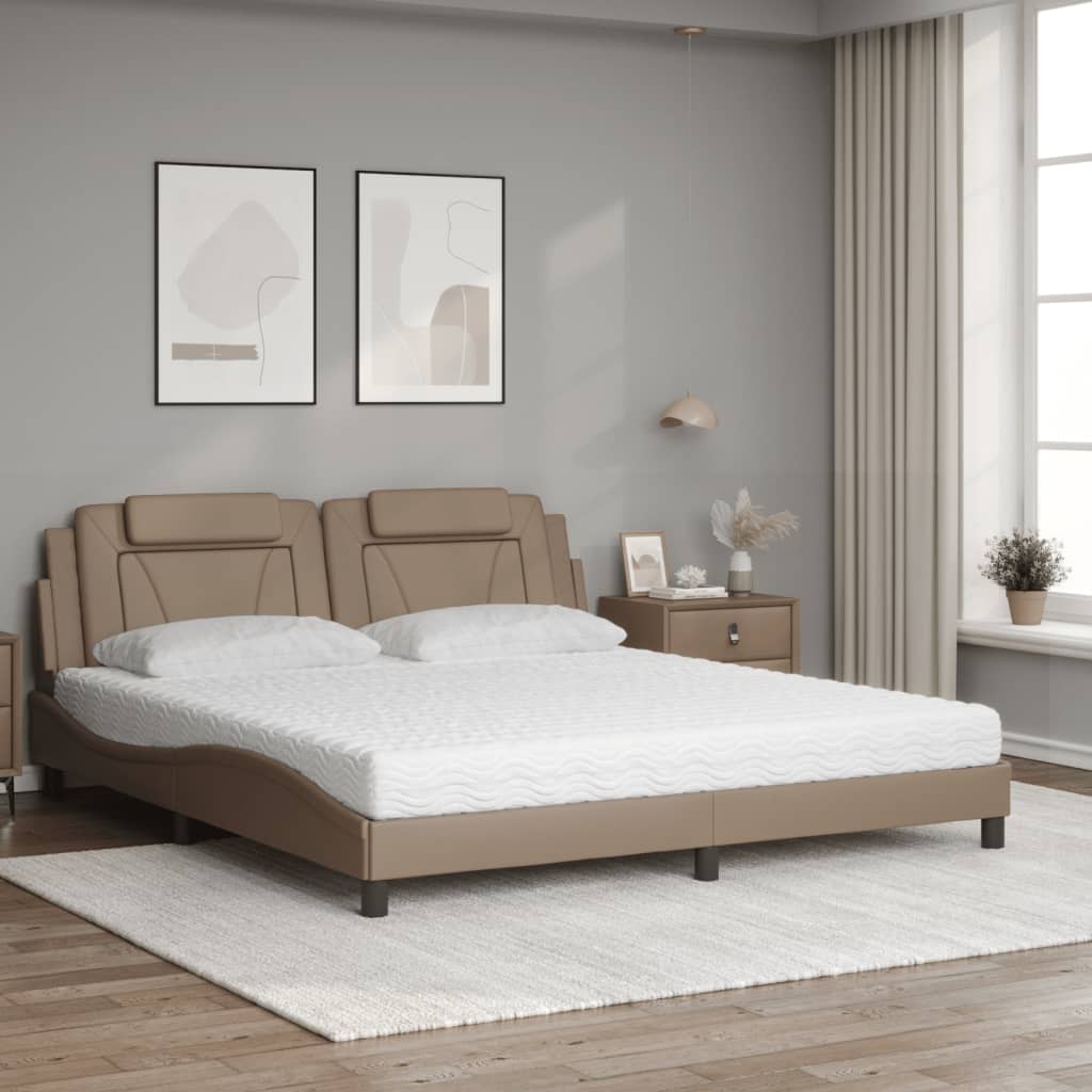 Lit Viana avec matelas cappuccino 180x200 cm similicuir - XIOS