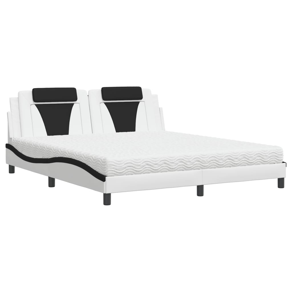Lit Viana avec matelas blanc et noir 180x200 cm similicuir - XIOS