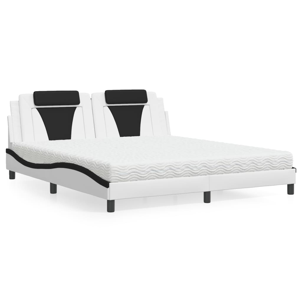 Lit Viana avec matelas blanc et noir 180x200 cm similicuir