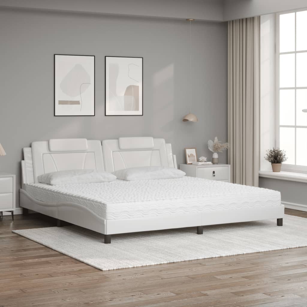 Lit Viana avec matelas blanc 200x200 cm similicuir - XIOS