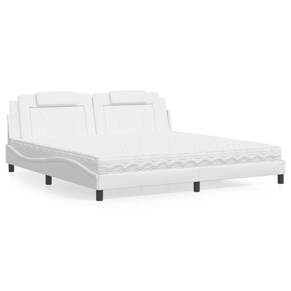 Lit Viana avec matelas blanc 200x200 cm similicuir - XIOS