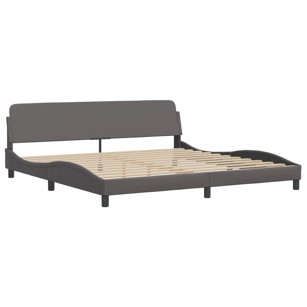 Lit Viana avec matelas gris 200x200 cm similicuir - XIOS