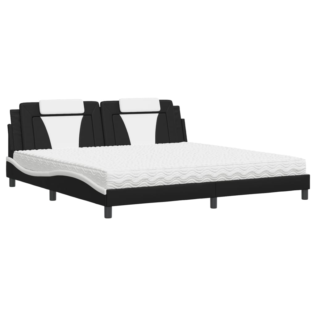 Lit Viana avec matelas noir et blanc 200x200 cm similicuir - XIOS