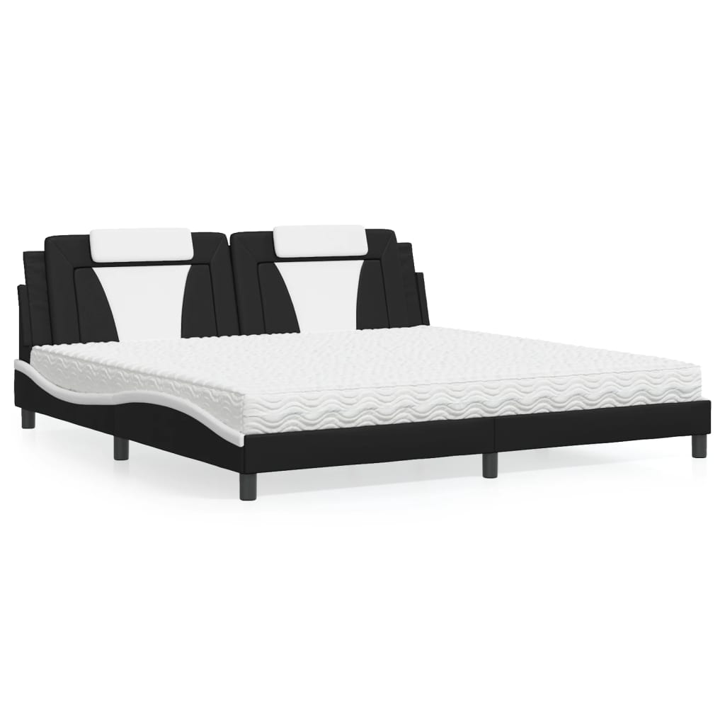 Lit Viana avec matelas noir et blanc 200x200 cm similicuir - XIOS