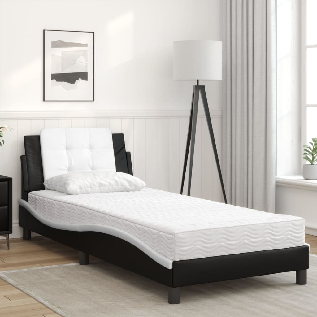 Cadre de lit sans matelas Zadar noir et blanc 80x200 cm similicuir - XIOS