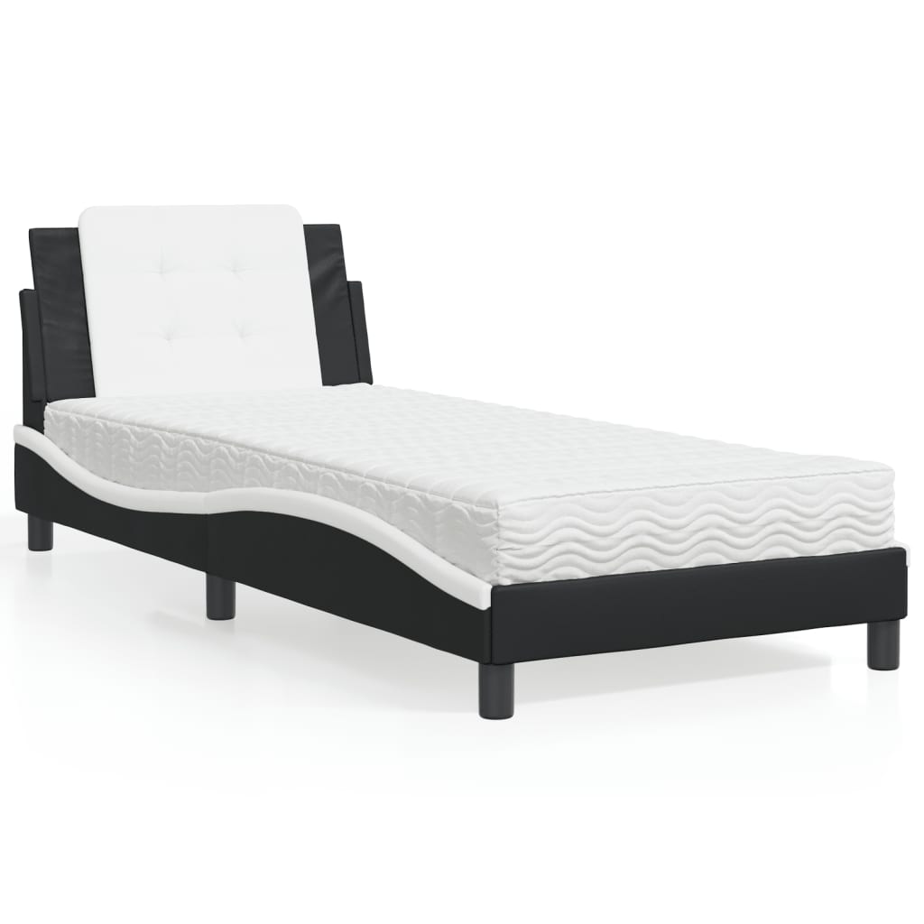 Cadre de lit sans matelas Zadar noir et blanc 80x200 cm similicuir - XIOS