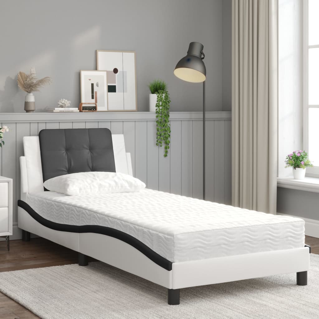 Cadre de lit sans matelas Zadar blanc et noir 80x200 cm similicuir - XIOS