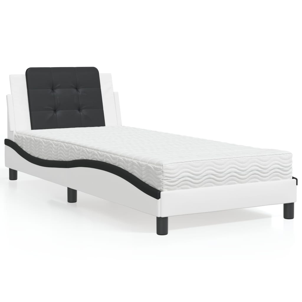 Cadre de lit sans matelas Zadar blanc et noir 80x200 cm similicuir - XIOS
