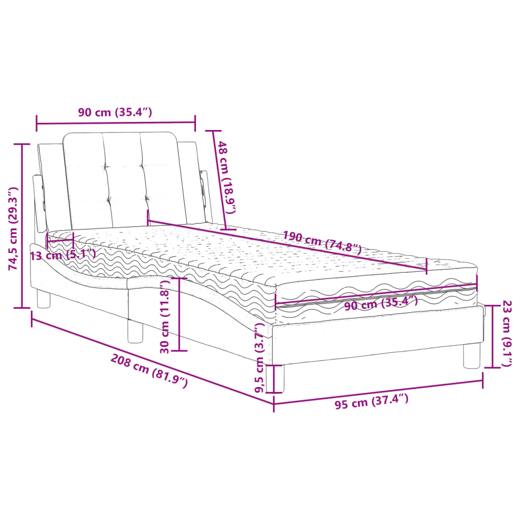 Cadre de lit sans matelas Zadar blanc 90x190 cm similicuir - XIOS