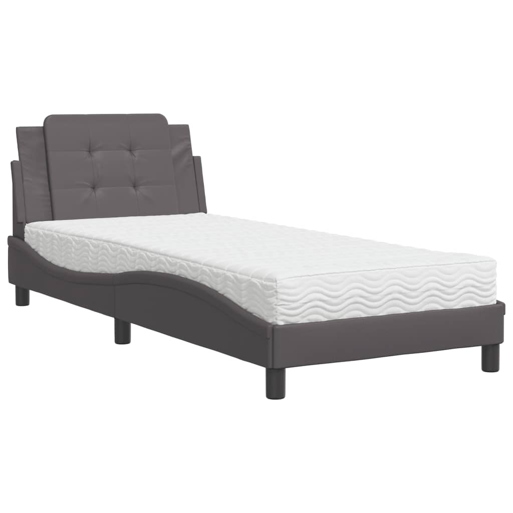 Cadre de lit sans matelas Zadar gris 90x190 cm similicuir