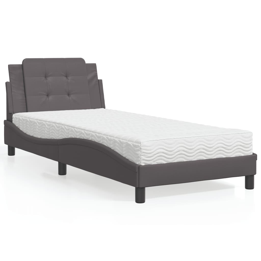 Cadre de lit sans matelas Zadar gris 90x190 cm similicuir