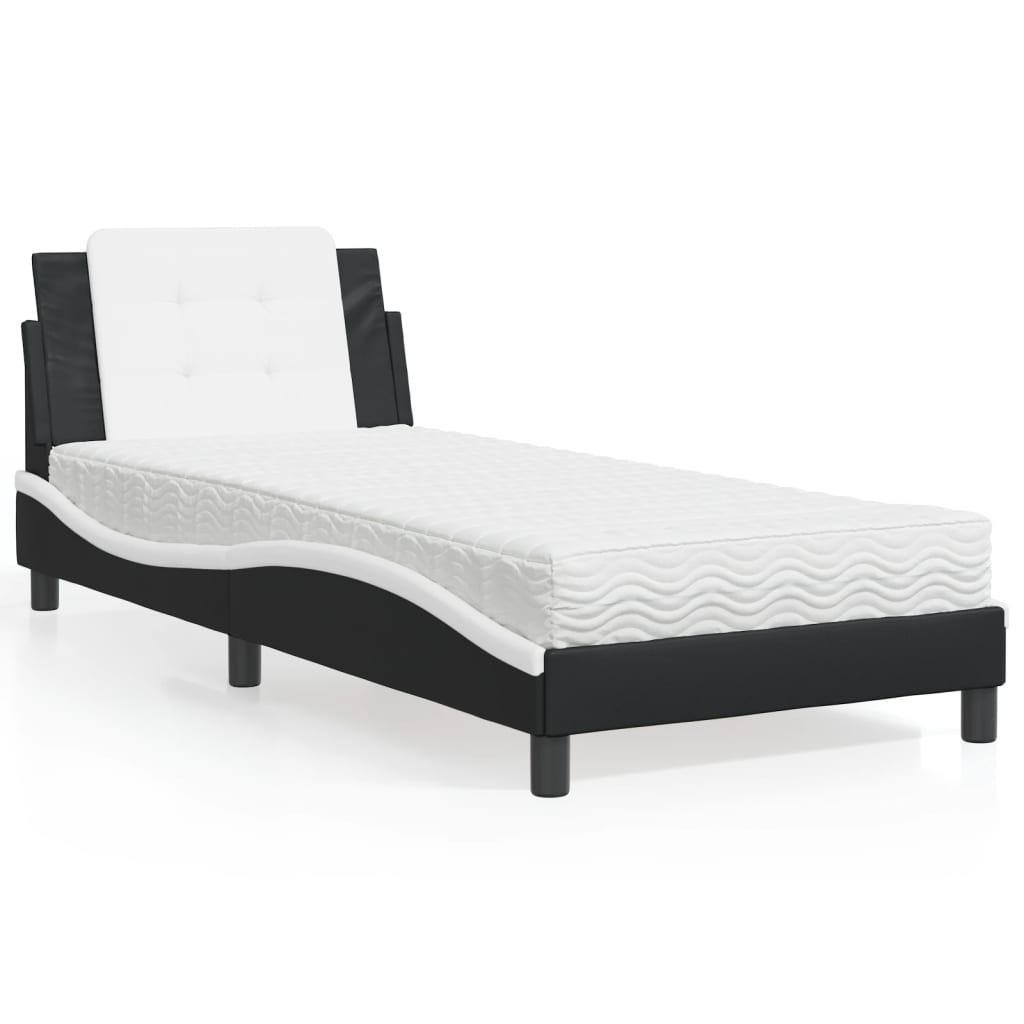 Cadre de lit sans matelas Zadar noir et blanc 90x190 cm similicuir - XIOS