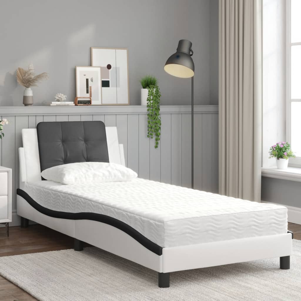 Cadre de lit sans matelas Zadar blanc et noir 90x190 cm similicuir - XIOS