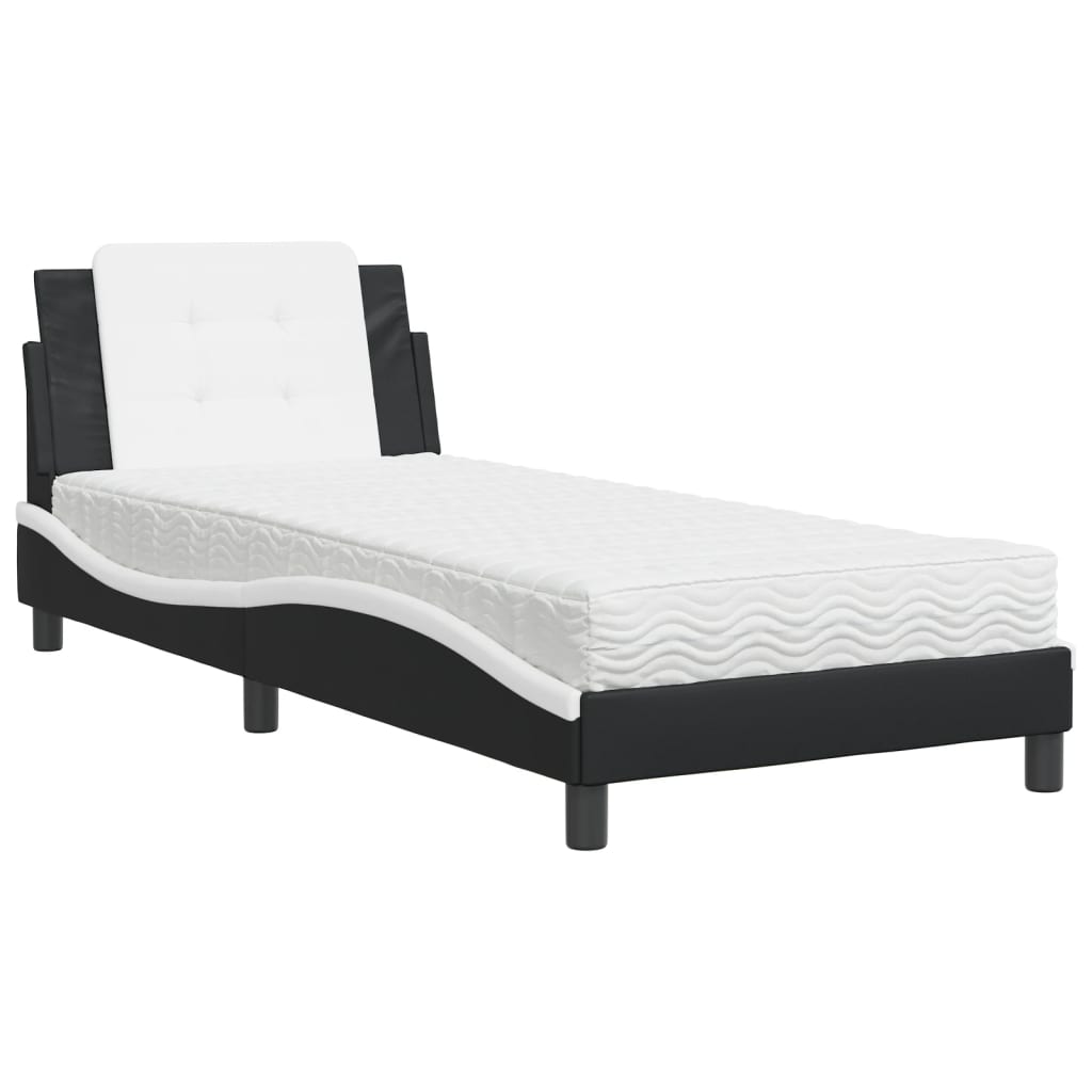 Cadre de lit sans matelas Zadar noir et blanc 90x200 cm similicuir - XIOS