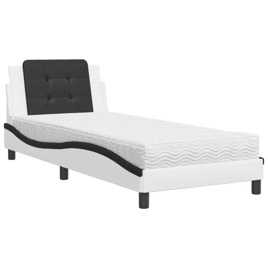 Cadre de lit sans matelas Zadar blanc et noir 90x200 cm similicuir - XIOS