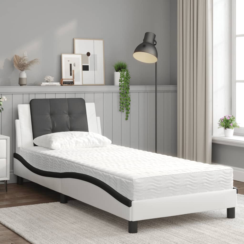 Cadre de lit sans matelas Zadar blanc et noir 90x200 cm similicuir - XIOS