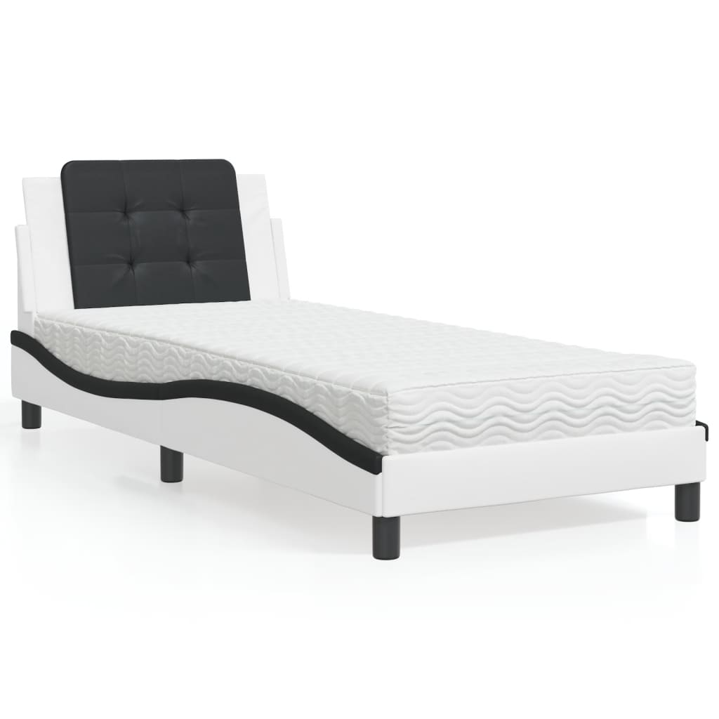Cadre de lit sans matelas Zadar blanc et noir 90x200 cm similicuir - XIOS
