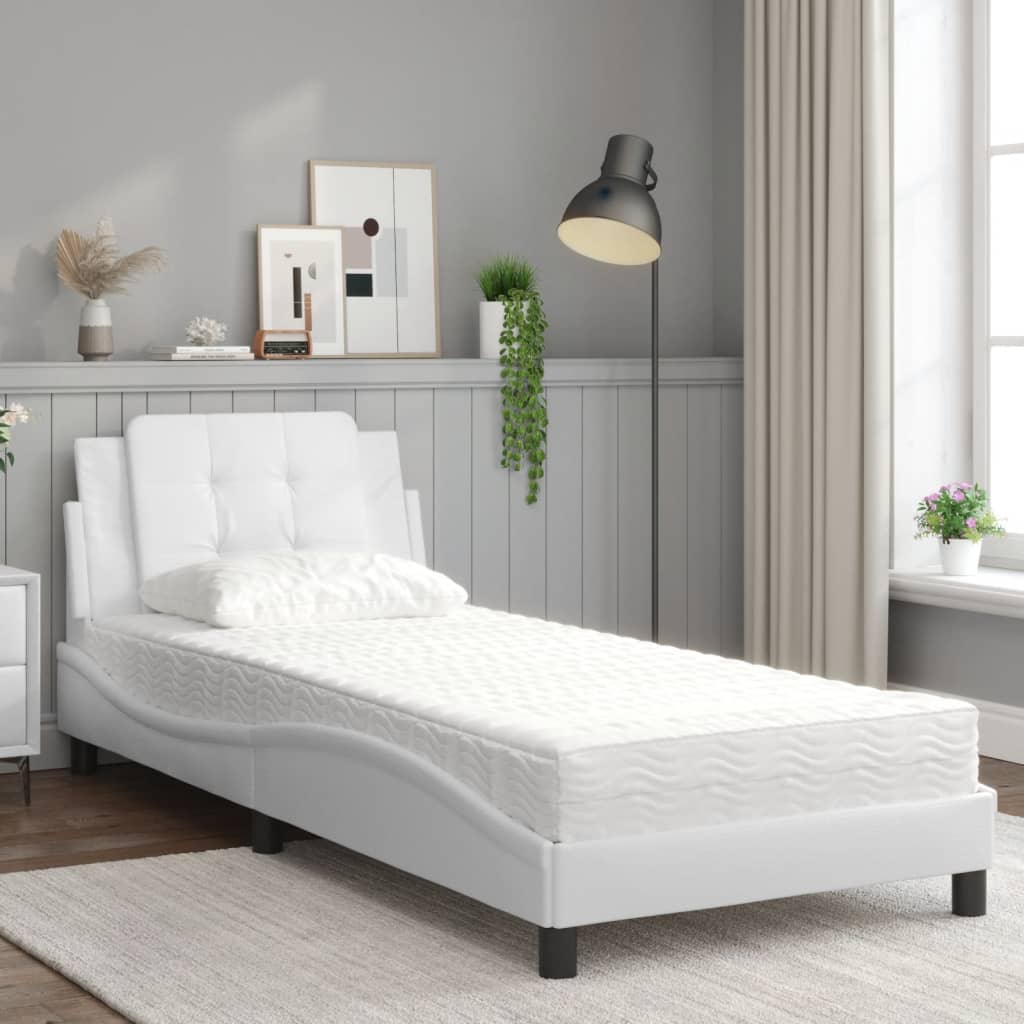 Cadre de lit sans matelas Zadar blanc 100x200 cm similicuir - XIOS