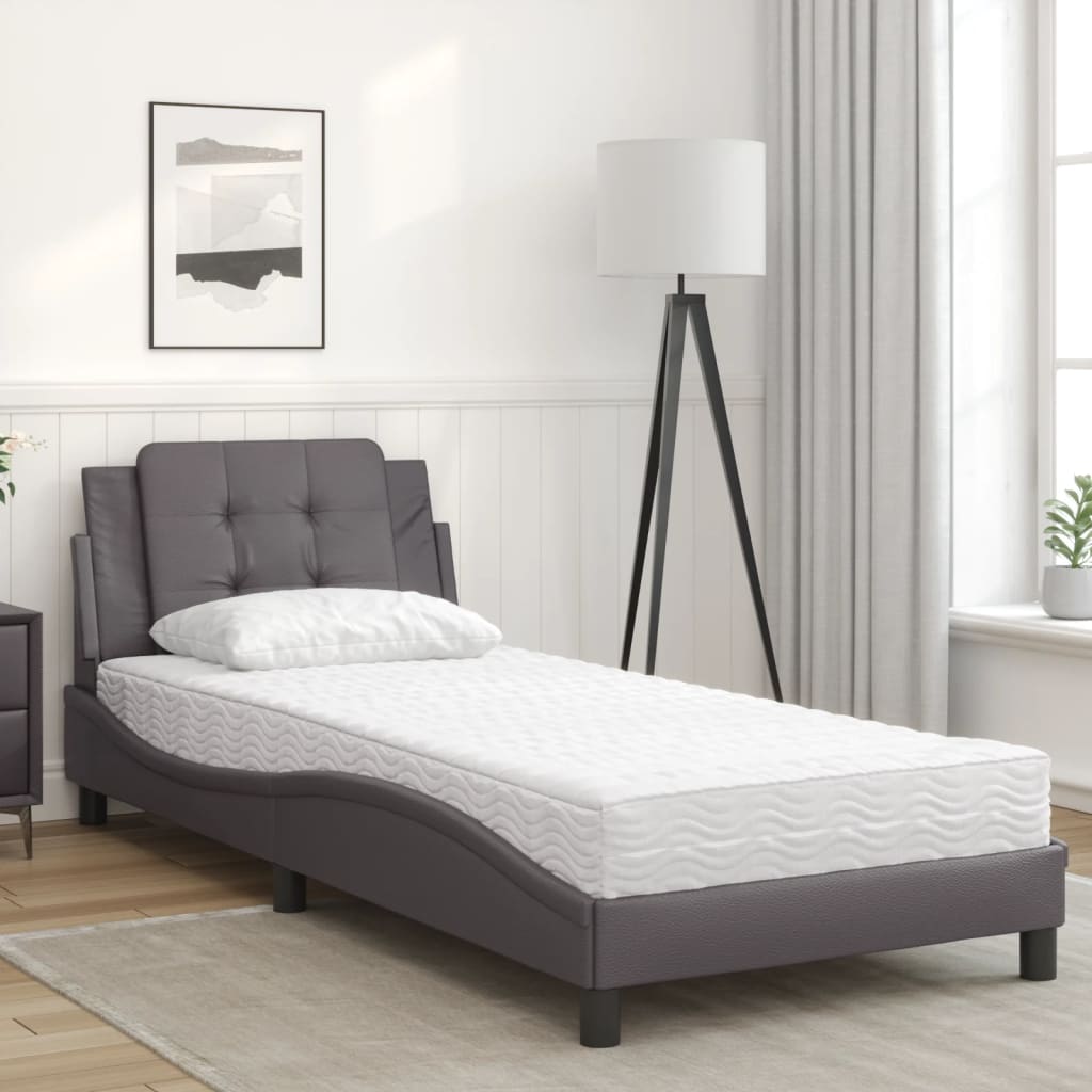 Lit avec matelas Zadar gris 100x200 cm similicuir