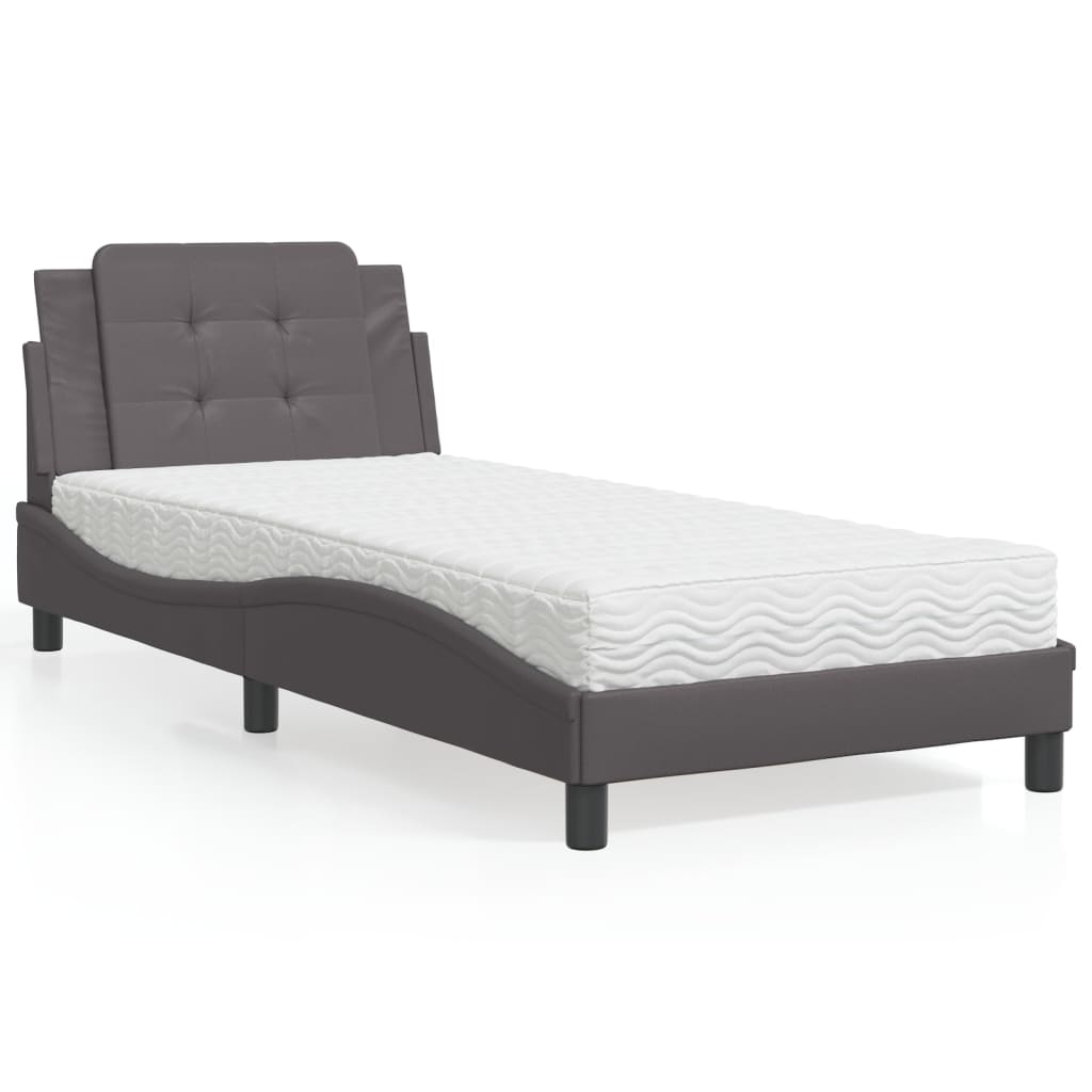 Lit avec matelas Zadar gris 100x200 cm similicuir