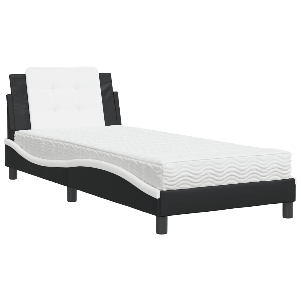 Cadre de lit sans matelas Zadar noir et blanc 100x200 cm similicuir - XIOS