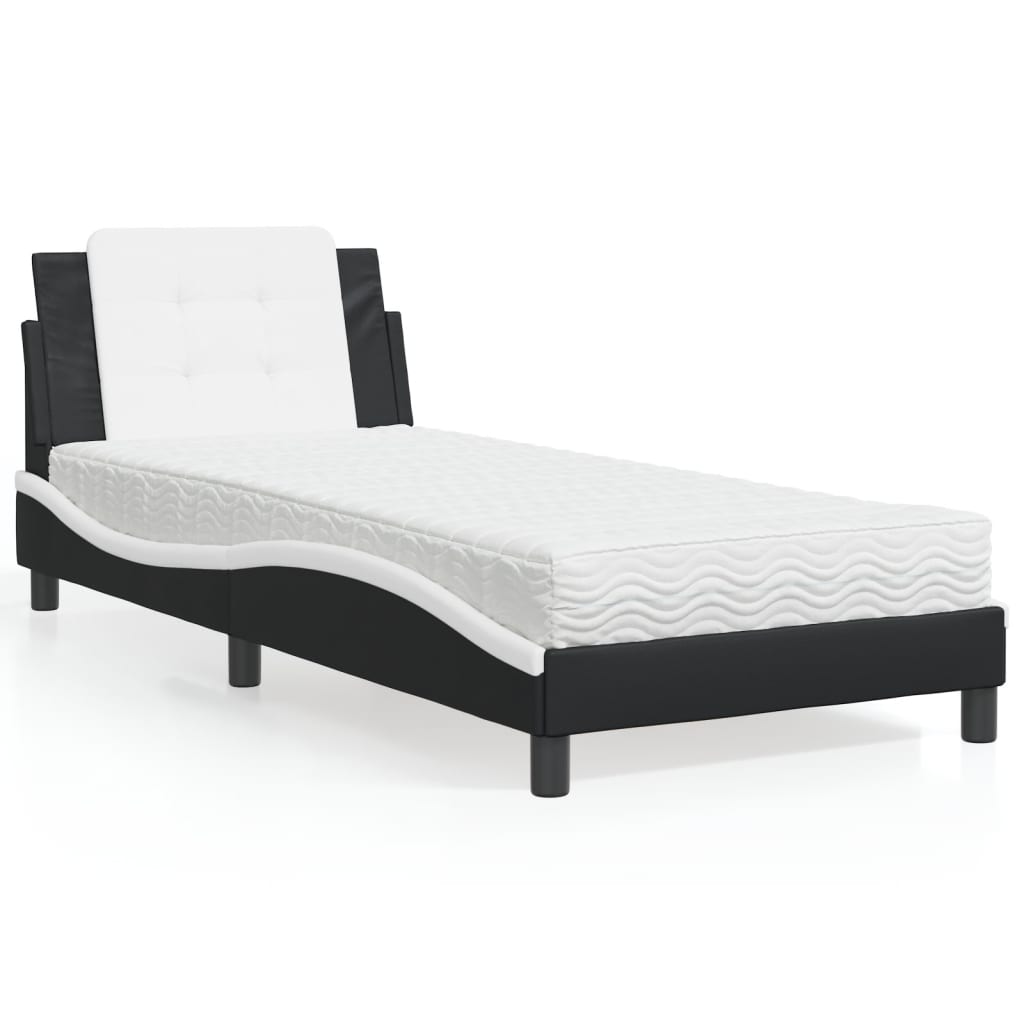 Cadre de lit sans matelas Zadar noir et blanc 100x200 cm similicuir - XIOS