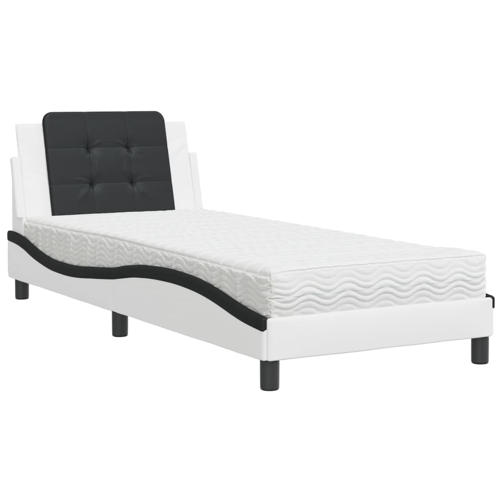 Cadre de lit sans matelas Zadar blanc et noir 100x200 cm similicuir - XIOS