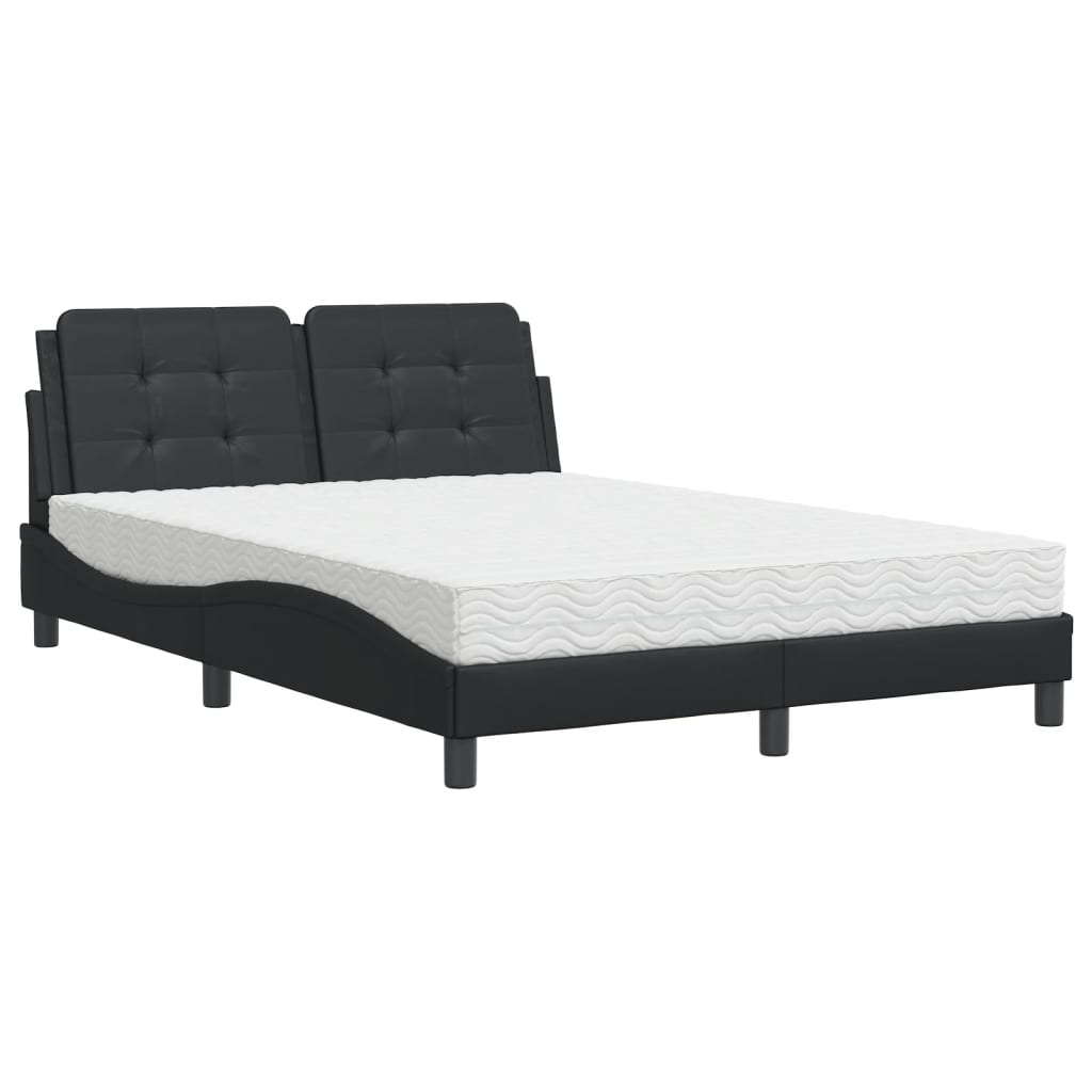 Lit avec matelas Zadar noir 120x200 cm similicuir